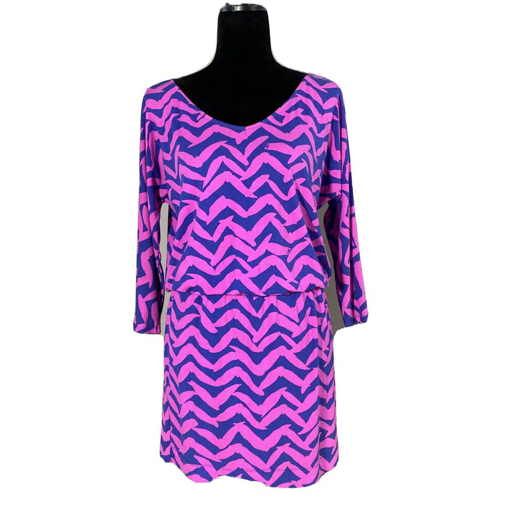 Rare Lilly Pulitzer Dress Nigella XS Navy Blue Tee Shirt Shift 3/4 Dolman Sl LN